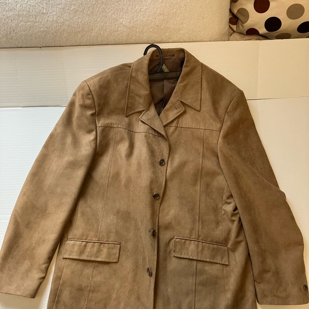 Vintage Bellissimo Moda Italia Faux Suede Tan Jacket - Size 10 (large)